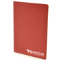 A6 exercise book in red with 1 colour white print logo