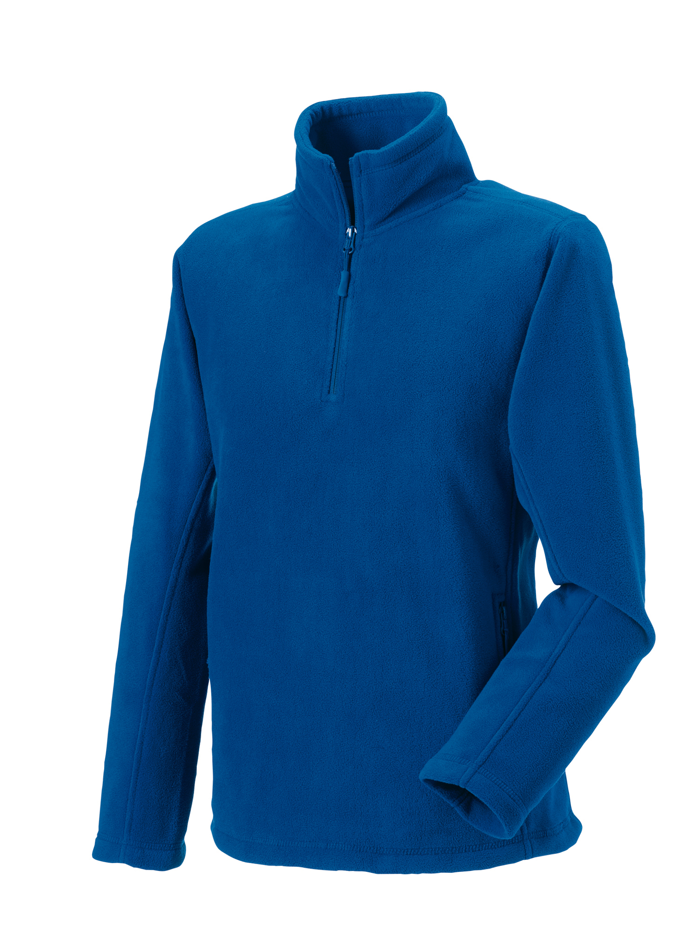 1/4 zip outdoor fleece in blue with cadet collar and pockets