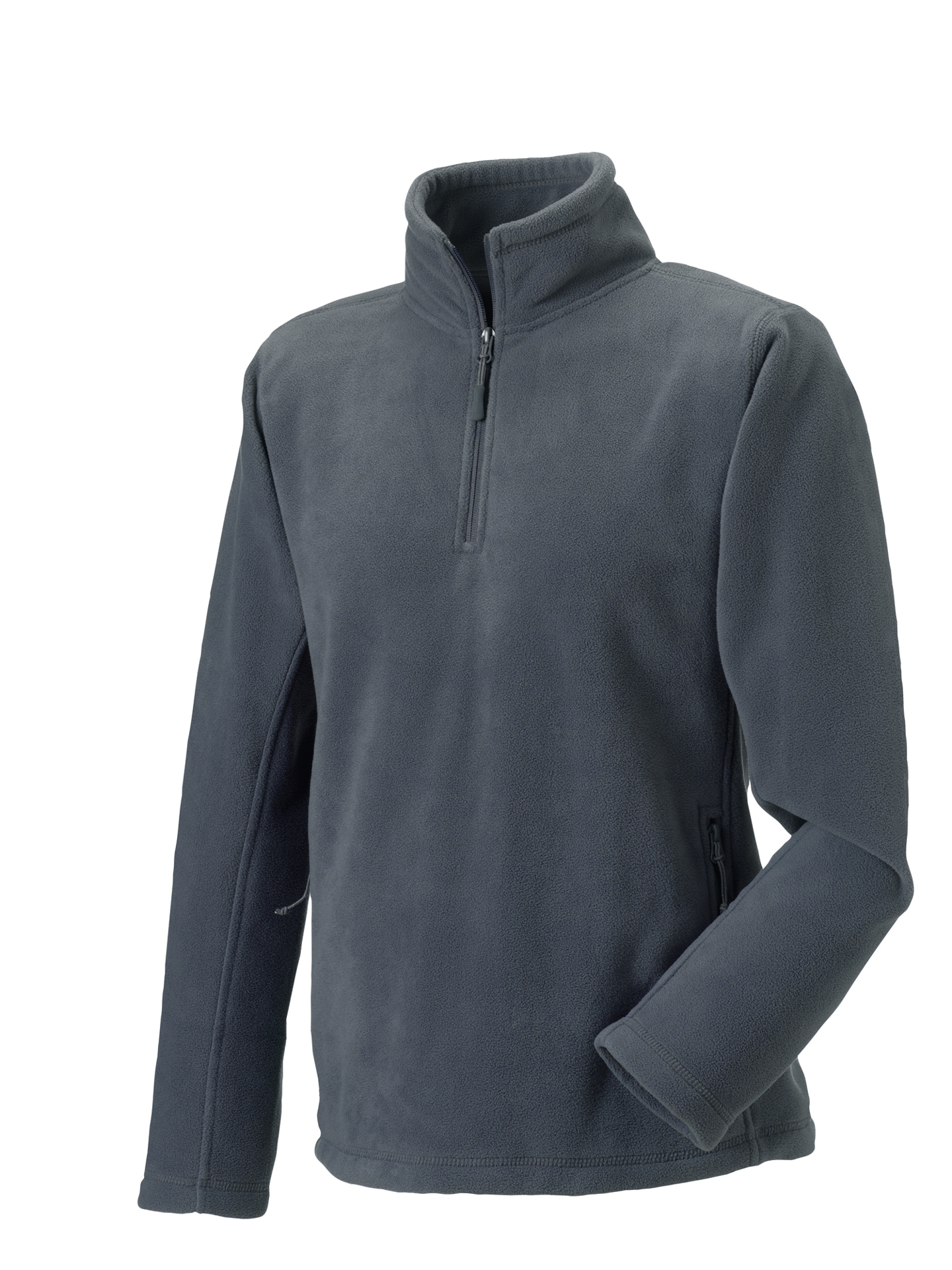 1/4 zip outdoor fleece in grey with cadet collar and pockets
