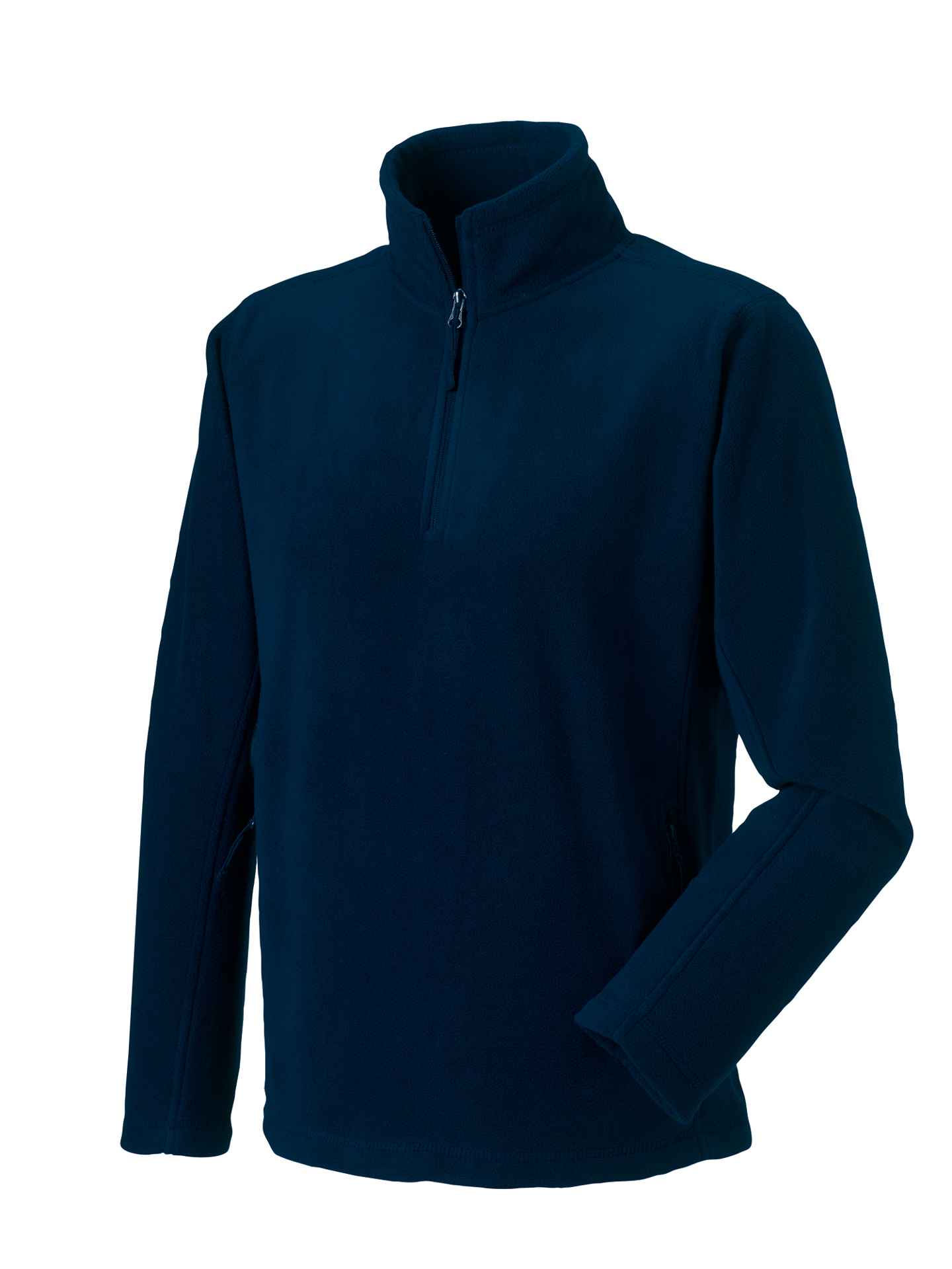 1/4 zip outdoor fleece in navy with cadet collar and pockets