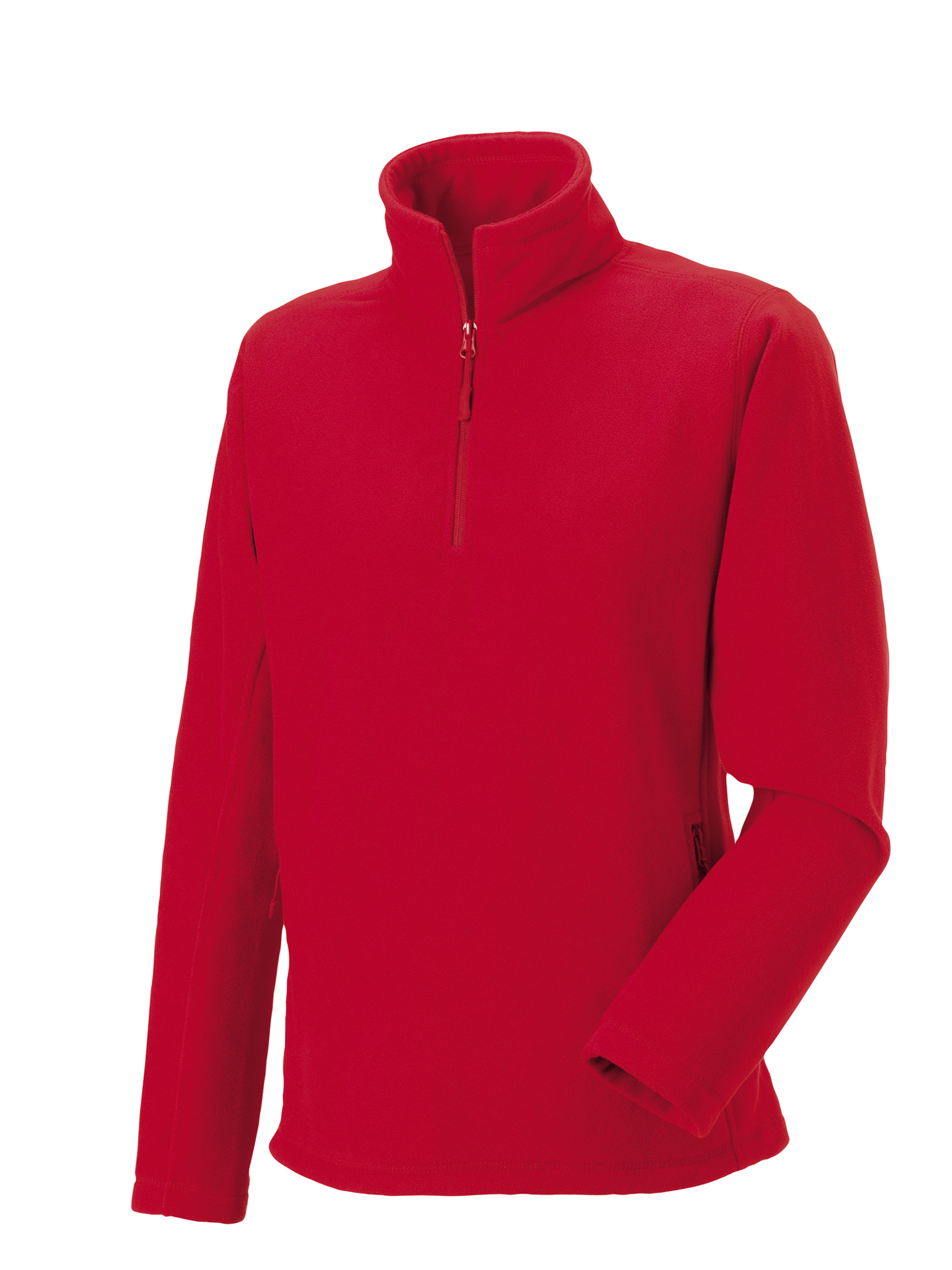 1/4 zip outdoor fleece in red with cadet collar and pockets