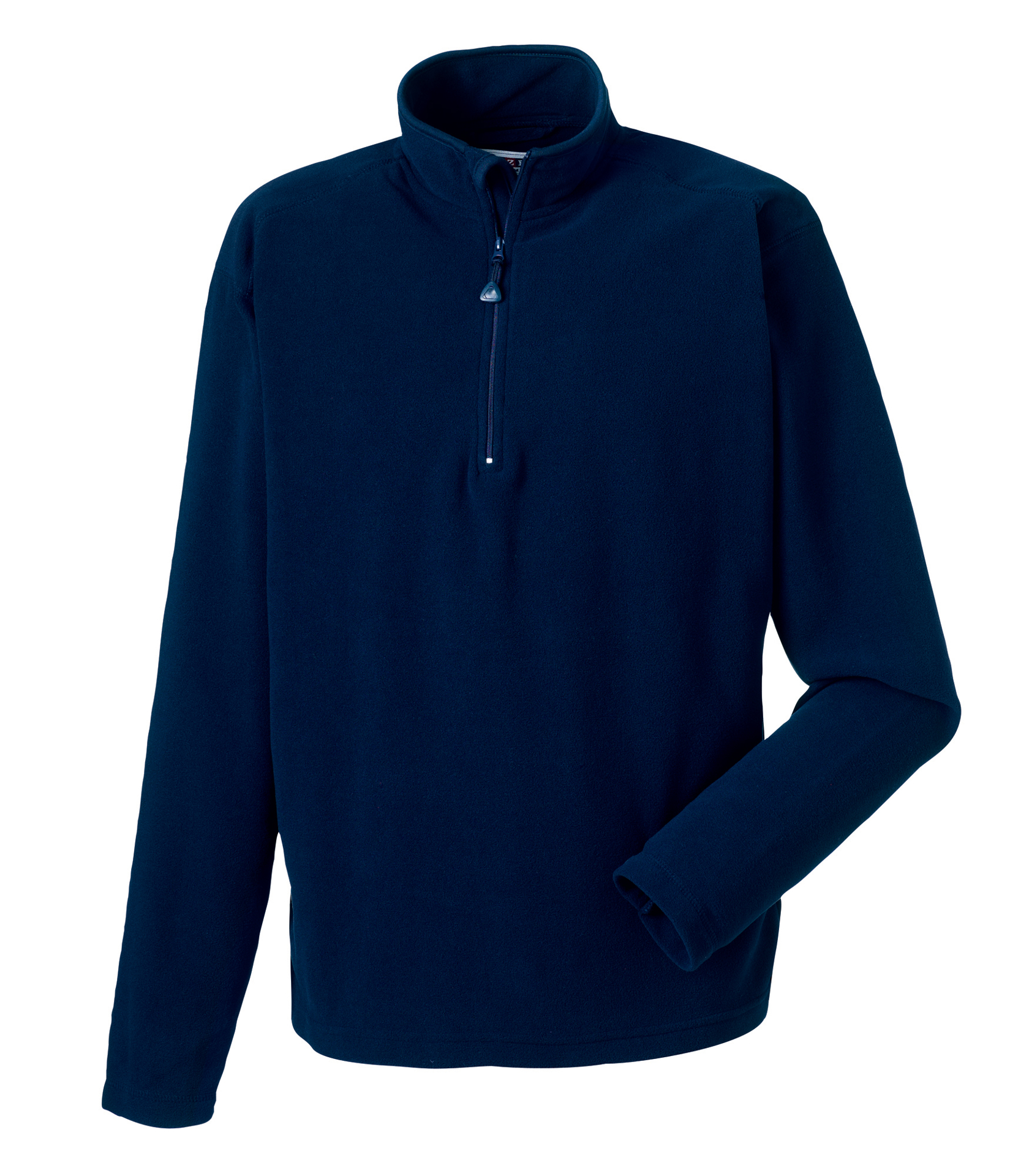 1/4 zip microfleece in navy with cadet collar and zip protector