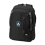 Reso 17" Laptop Backpack in black with grey panels and 2 colour logo
