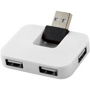 Black and white usb port hub with flat printing surface for custom branding