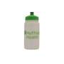 Small clear sports bottle with company logo printed on the front