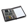 Open A4 notepad organiser with notepad and elastic storage holders
