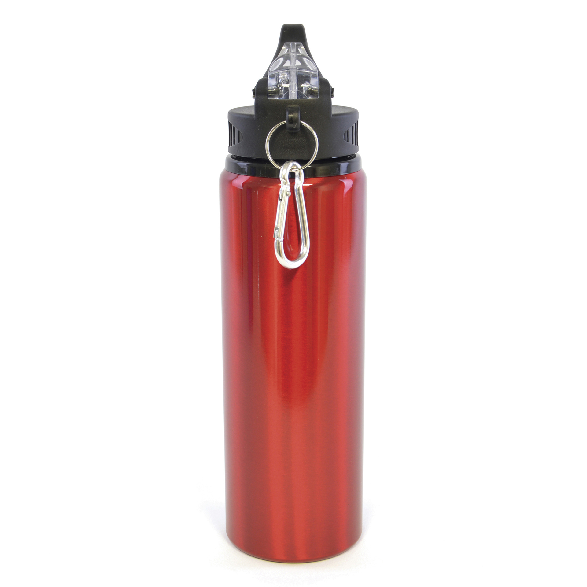 800ml Red drinks bottle with carabiner and built in straw