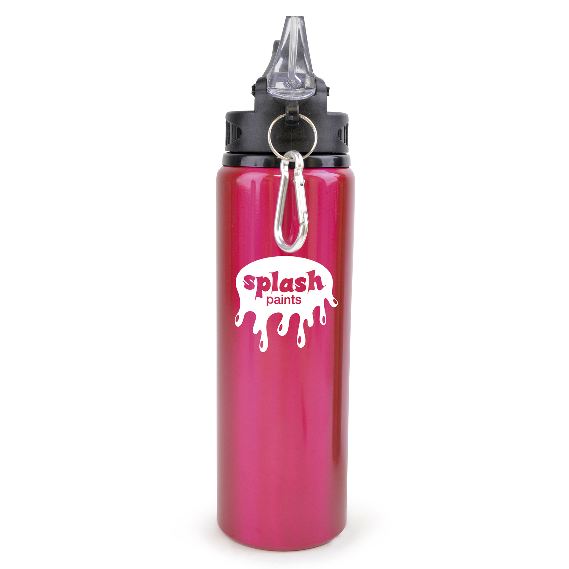 Large capacity magenta drinks bottle with sip straw and large print area