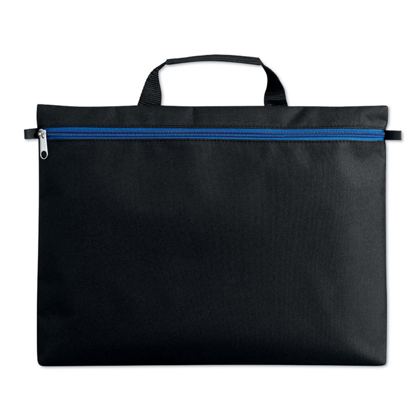 Carry case for documents with blue front zip