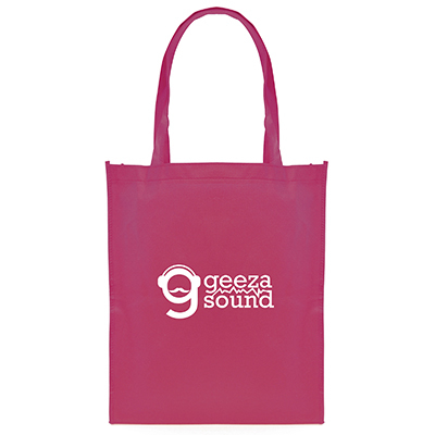 Magenta shopper tote bag made from non-woven lightweight material personalised with a print to the front