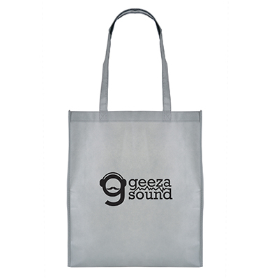 Shopping tote bag in grey personalised with a company logo
