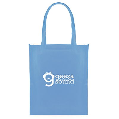 Branded long handled shopper bag in blue