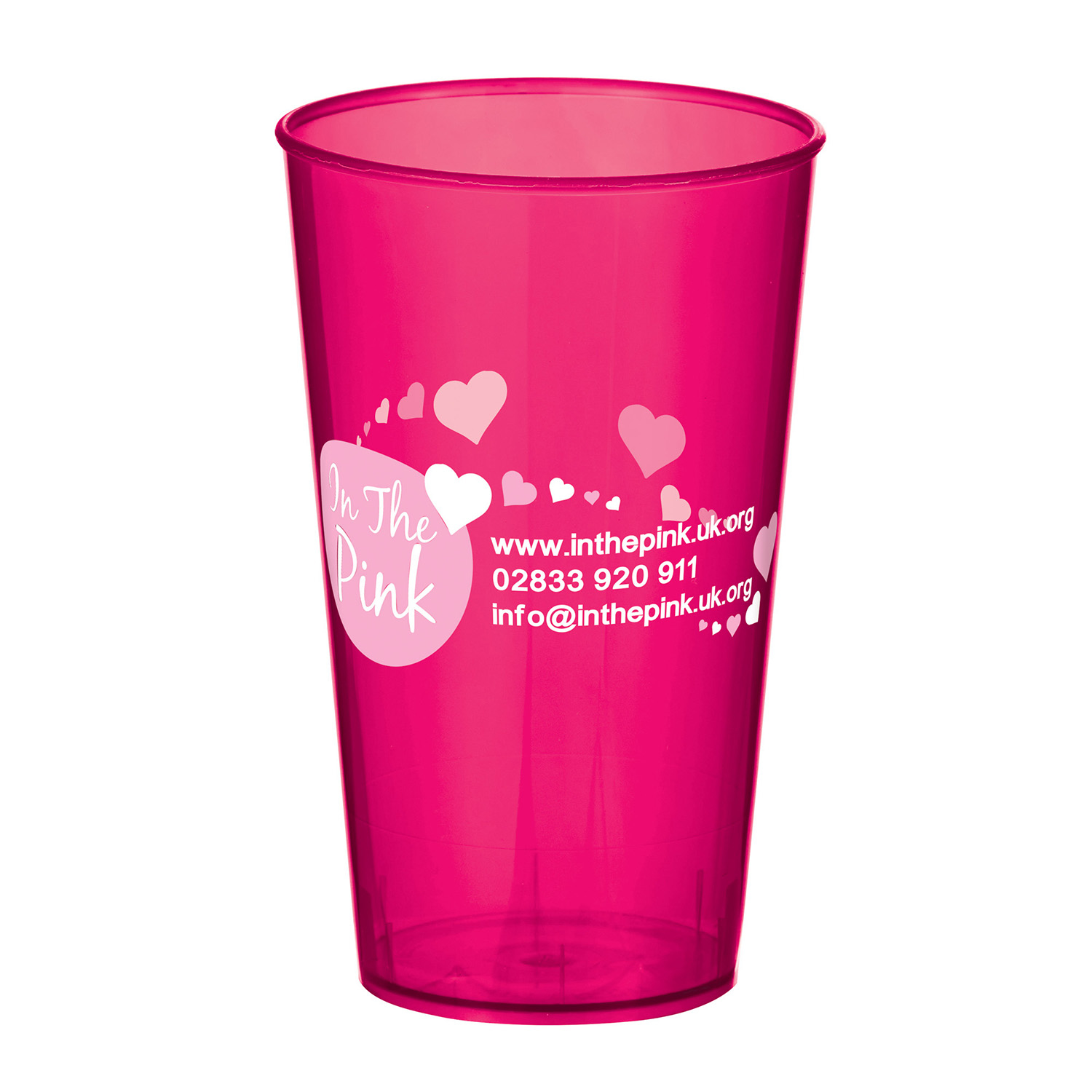 Arena Cup  in pink with 3 colour print logo