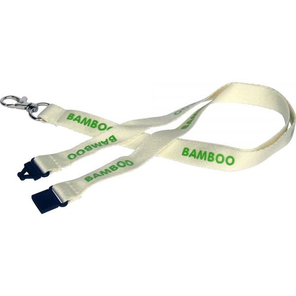 Bamboo 15mm Eco Lanyard in whiate with 1 colour print logo
