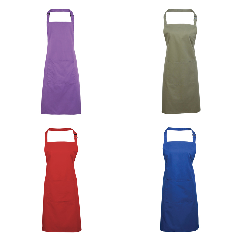 Bib Apron with Pocket with pocket and combined pen slot and ties