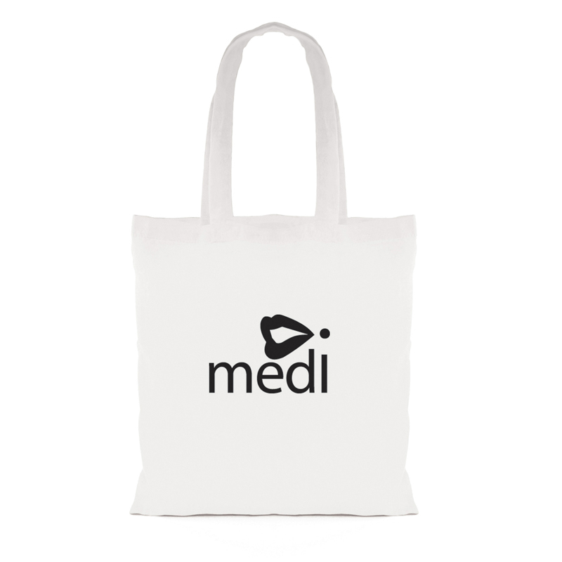 Budget Colour Shopper in white with 1 colour print logo