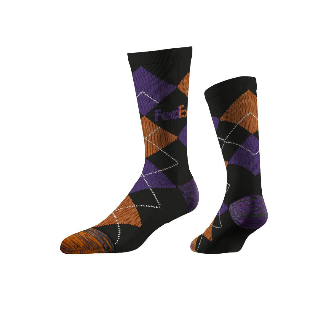 Business Knit Crew Socks in black with 3 colour logo and colour match stripes