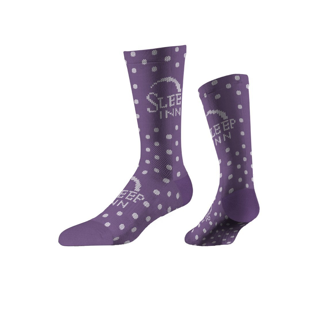 Business Knit Crew Socks in purple with 1 colour logo and colour match stripes