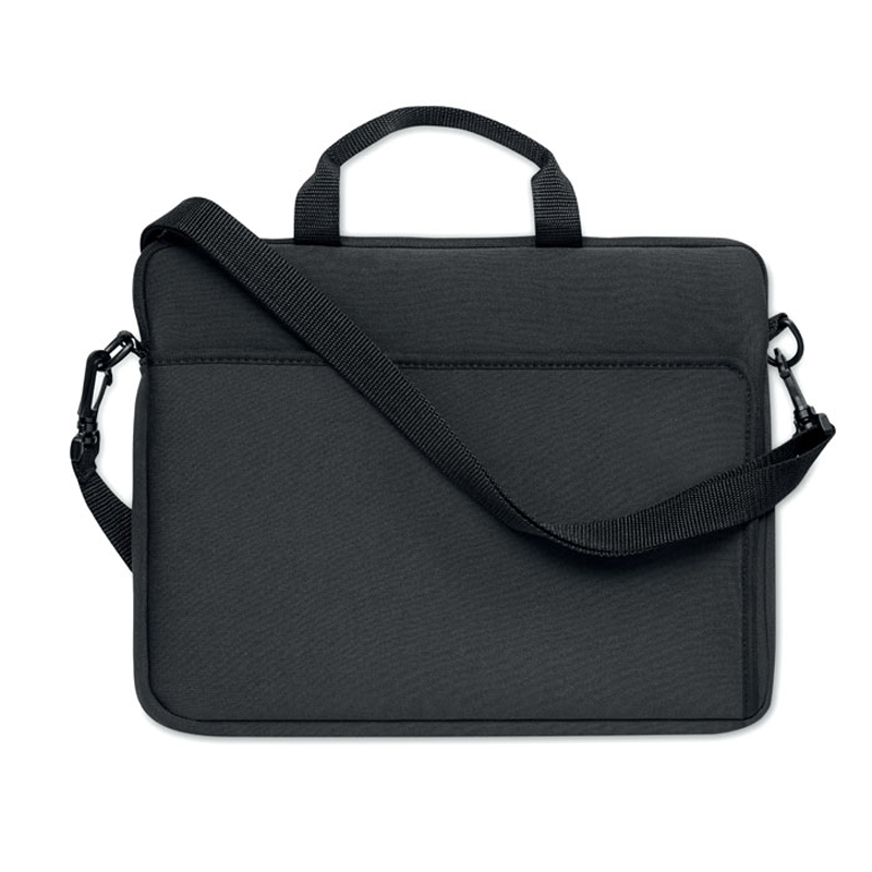 Black laptop case with front panel pocket