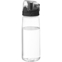Transparent clear sports bottle with black screw lid