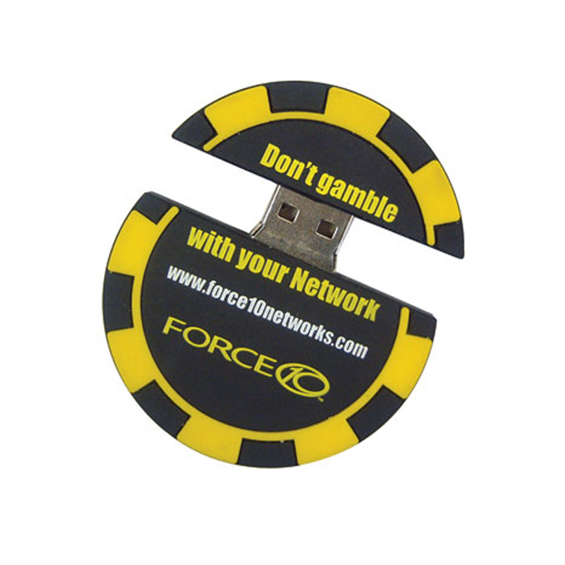 Casino Chip USB in black and yellow with 2 colour print