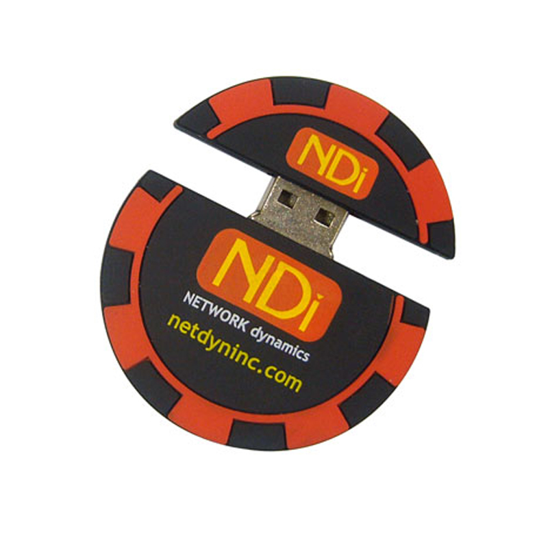 Casino Chip USB in black and red with 3 colour print