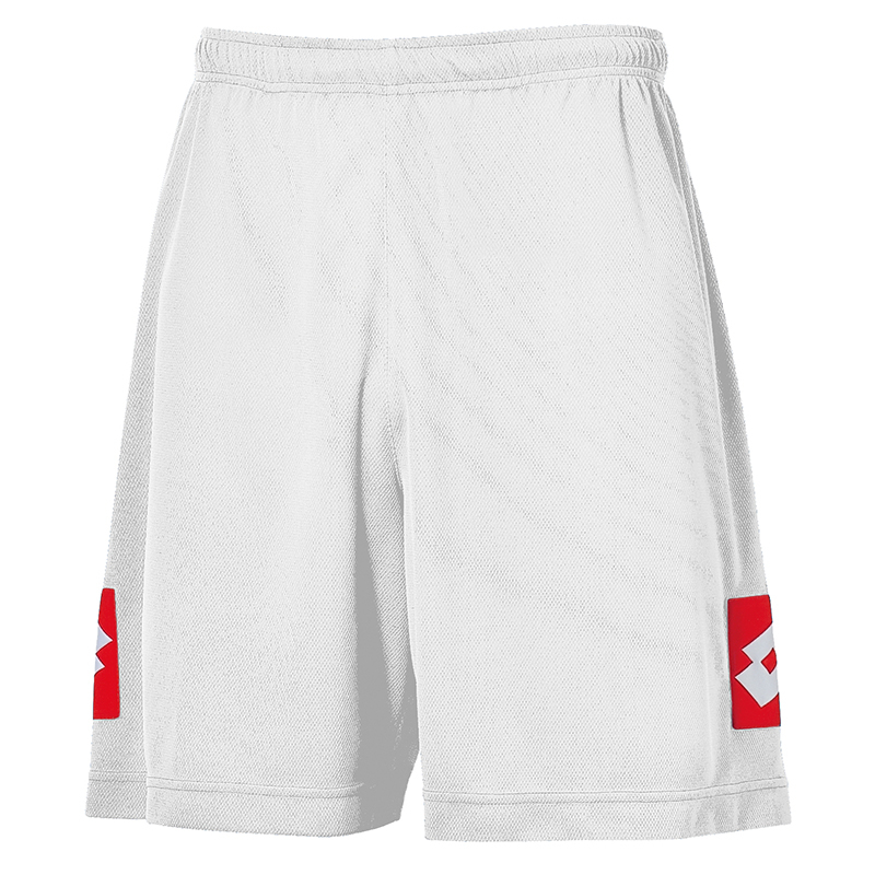Classic Performance Football Shorts in white with 2 colour print logo on each side of leg