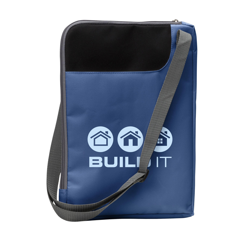 blue colour exhibition bag with a 1 colour branding to the front