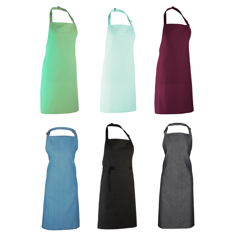 Colours Bib Apron with sliding adjustable buckle, neckband and ties