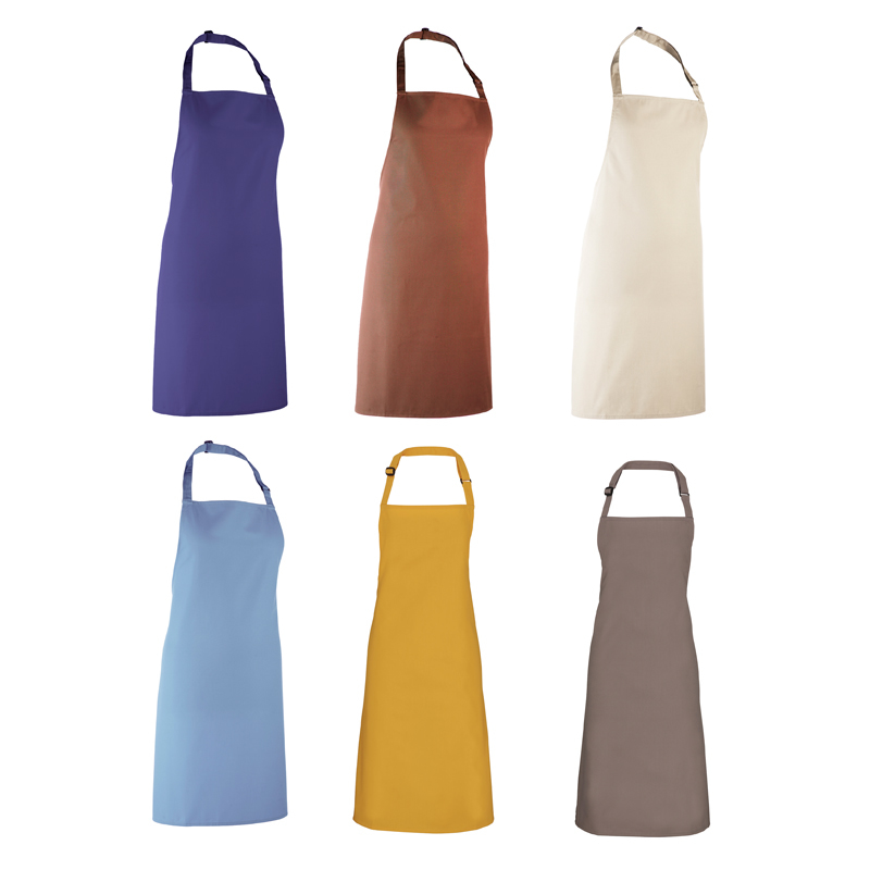 Colours Bib Apron with sliding adjustable buckle, neckband and ties