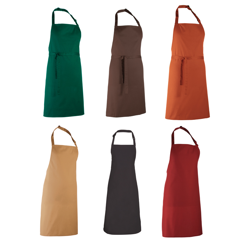 Colours Bib Apron with sliding adjustable buckle, neckband and ties