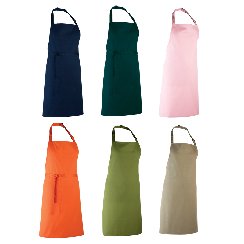 Colours Bib Apron with sliding adjustable buckle, neckband and ties
