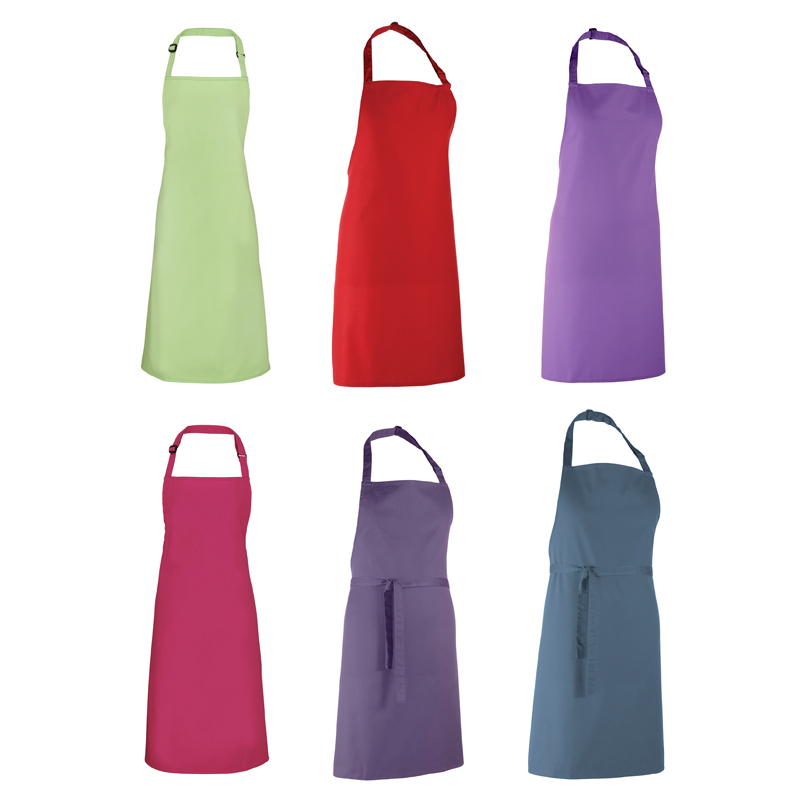 Colours Bib Apron with sliding adjustable buckle, neckband and ties