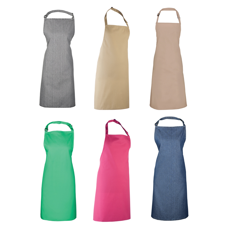 Colours Bib Apron with sliding adjustable buckle, neckband and ties