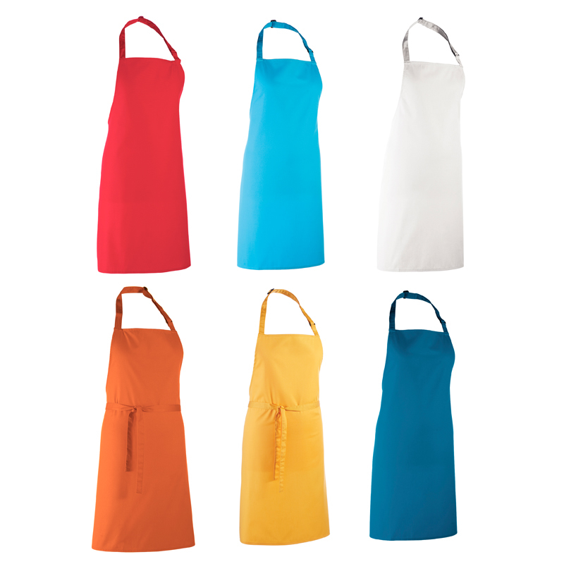 Colours Bib Apron with sliding adjustable buckle, neckband and ties