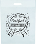 White brochure tote bag branded with a print to one side