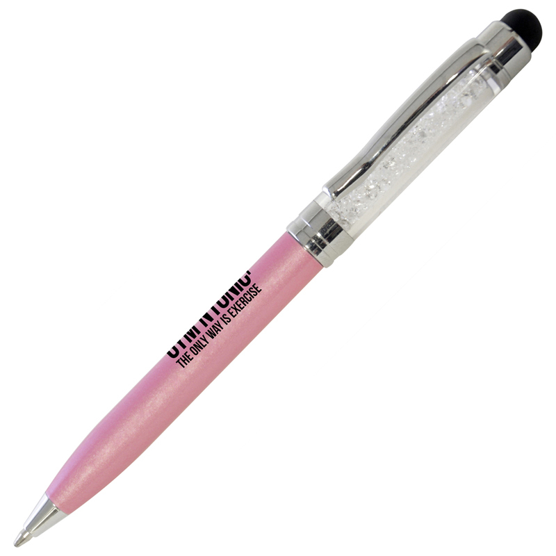 Crystal Stylus Ballpen in pink with 1 colour print