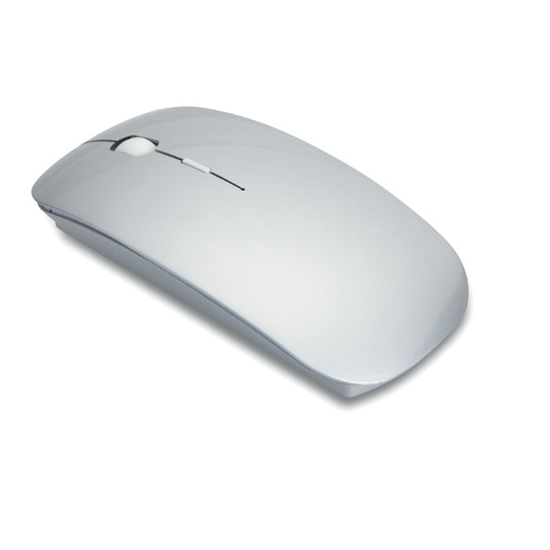 Metallic silver wireless computer mouse