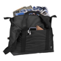Day 17" Duffel Bag in black showing pockets