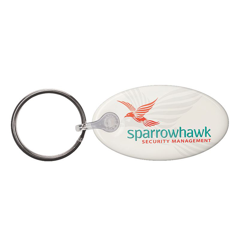 white oval vinyl domed keyring