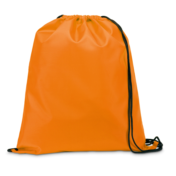 Draw string sports bag in orange with black strings