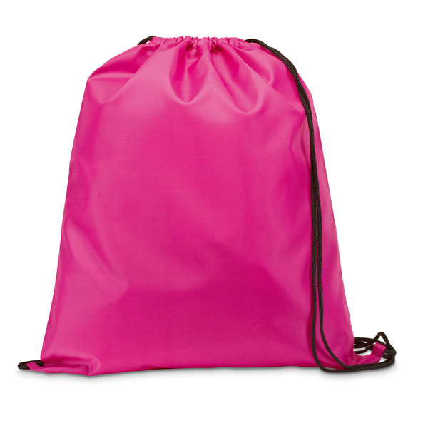 Draw string sports bag in pink with black strings