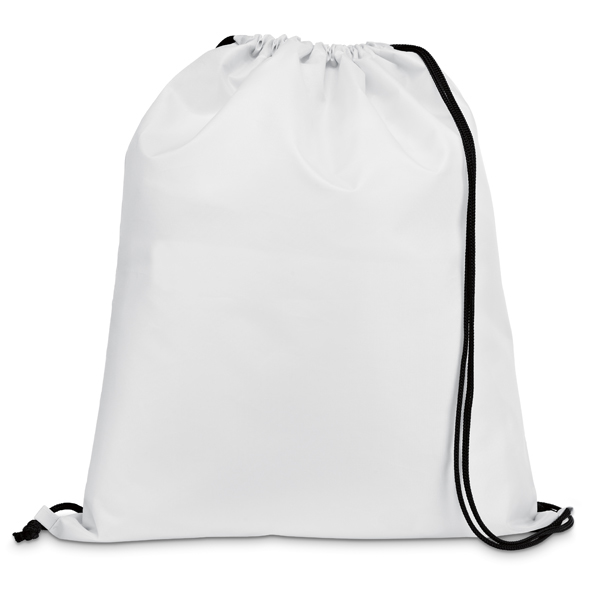 Draw string sports bag in white with black strings