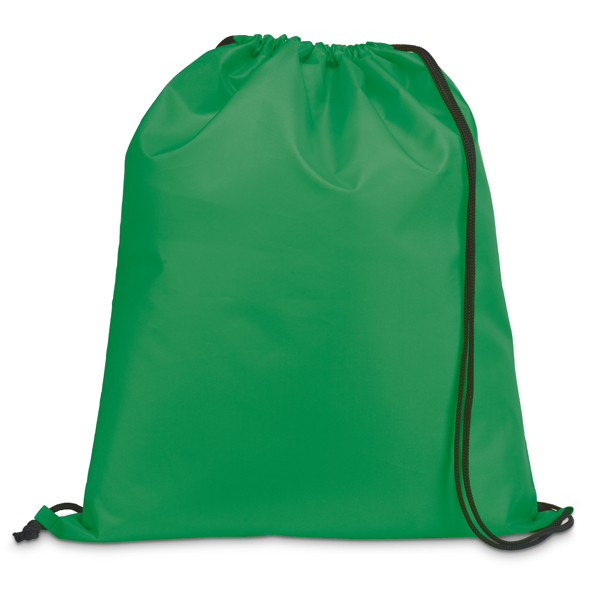 Draw string sports bag in green with black strings