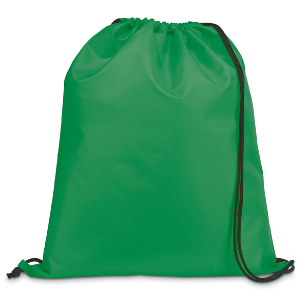 Draw string sports bag in green with black strings