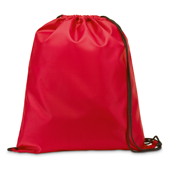 Draw string sports bag in red with black strings