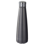 Grey metal drinking bottle with silver lid
