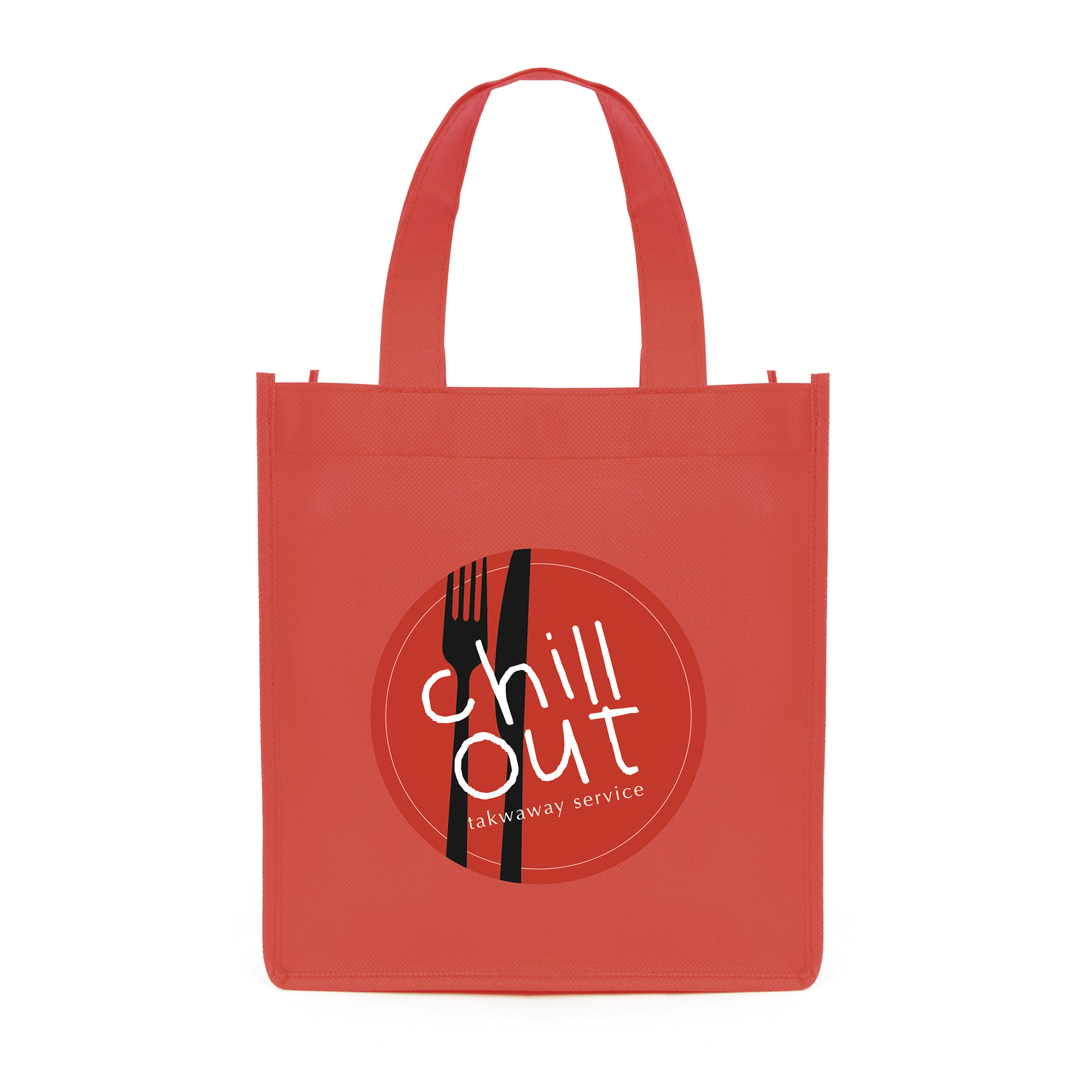 short handled promotional bag in red