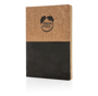 Eco-friendly cork notebook with bottom half coloured black with black logo