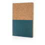 Eco-friendly cork notebook with bottom half coloured blue